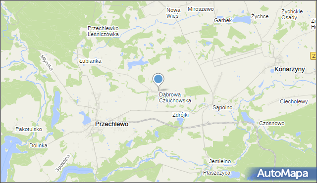 mapa Dąbrowa Człuchowska, Dąbrowa Człuchowska na mapie Targeo